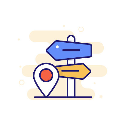 direction icon style filled outline illustration.